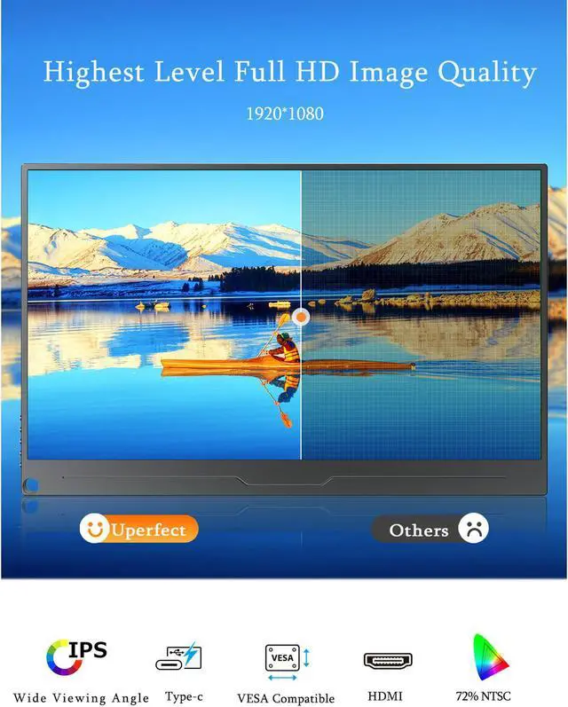 Alt view image 2 of 7 - Portable Monitor Zero Frame, 15.6" Ultra Slim 1080P FHD 100% sRGB Display IPS Monitor, Plug&Play Second External Monitor for Laptop PC Phone Mac Xbox PS5