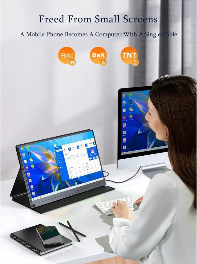 Alt view image 4 of 7 - Portable Monitor Zero Frame, 15.6" Ultra Slim 1080P FHD 100% sRGB Display IPS Monitor, Plug&Play Second External Monitor for Laptop PC Phone Mac Xbox PS5