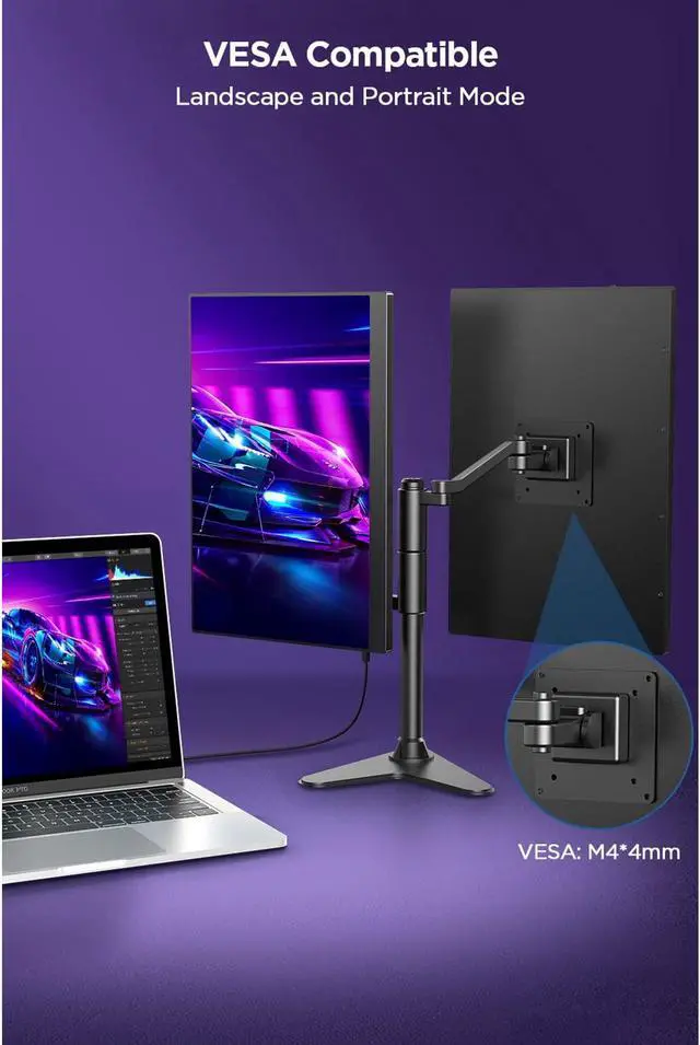 Alt view image 7 of 7 - Portable Monitor 2K 16" Frameless, UPERFECT 500 Nits Brightness 10 Bit Portable Display Screen, IPS HDR FreeSync Eyecare USB C Gaming Monitor 2560X1600 W/ VESA, 1200:1 16:10 Ultra-Wide & Lightweight