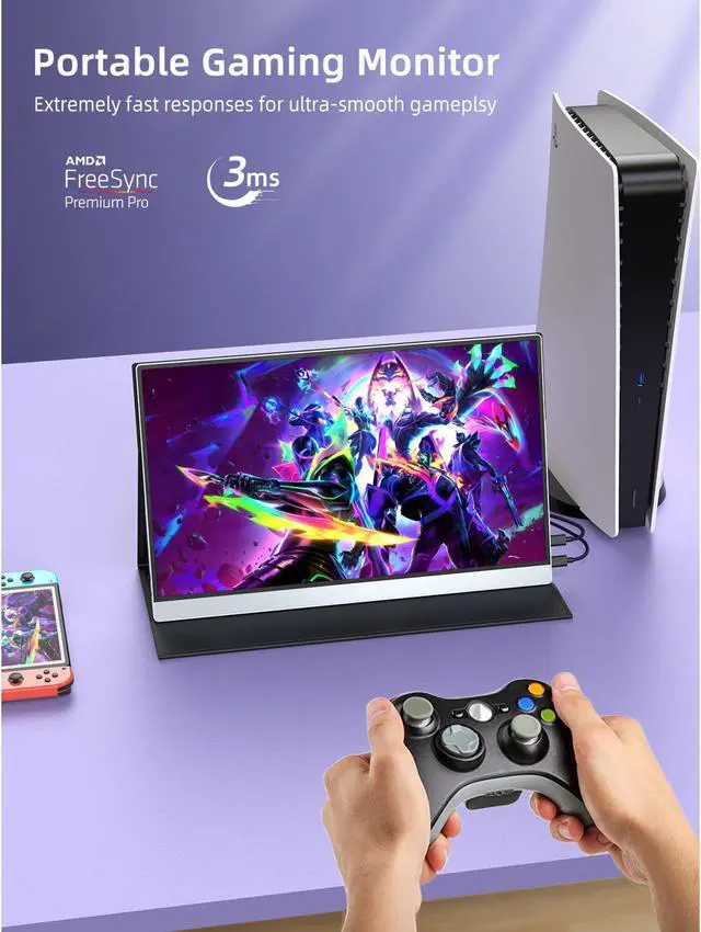 Alt view image 4 of 7 - Portable 4K Monitor for Working and Traveling, UPERFECT 15.6" Portable Monitor W/ Smart Stand & Dual Speakers Eye Care External Second Screen for Laptop