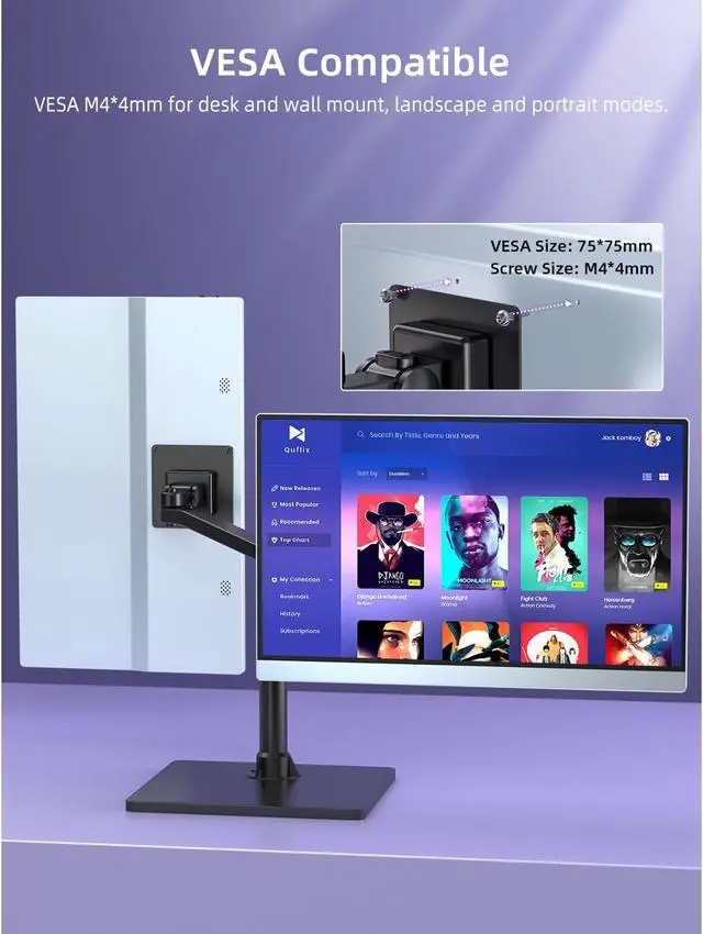 Alt view image 6 of 7 - Portable 4K Monitor for Working and Traveling, UPERFECT 15.6" Portable Monitor W/ Smart Stand & Dual Speakers Eye Care External Second Screen for Laptop