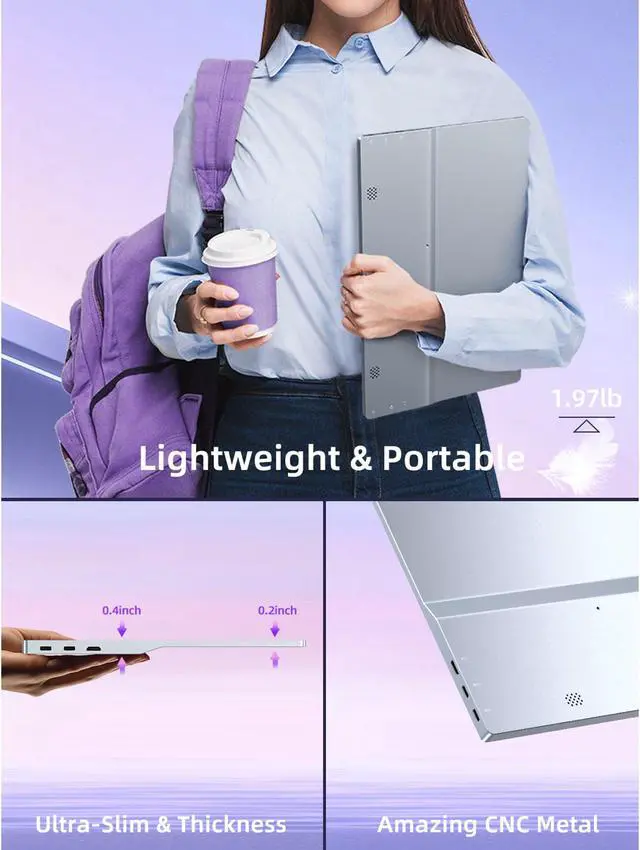 Alt view image 7 of 7 - Portable 4K Monitor for Working and Traveling, UPERFECT 15.6" Portable Monitor W/ Smart Stand & Dual Speakers Eye Care External Second Screen for Laptop