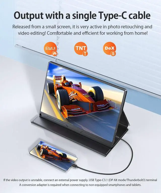 Alt view image 3 of 6 - Travel Monitor 13.3", UPERFECT 1080P Portable Monitor for Laptop W/ Standard HDMI USB-C Mini DP