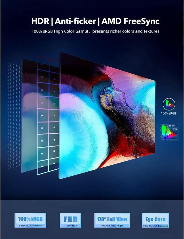 Alt view image 2 of 7 - UPERFECT Portable Monitor 15.6'' 1080P FHD VESA | 100% sRGB High Color Gamut Computer Display | External Laptop Monitor IPS HDR Eye Care Gaming Screen | HDMI USB Type C OTG Dual Speakers