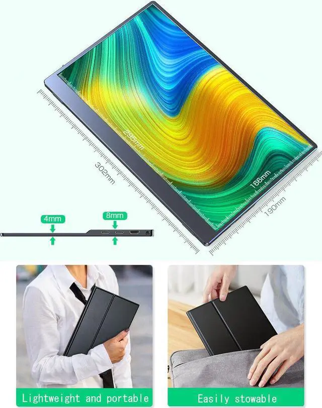 Alt view image 5 of 7 - 13.3" Portable Monitor FHD Gaming Monitor for PS/Xbox Travel Screen 1080P 100%sRGB 450 Nits 2000:1 Ratio