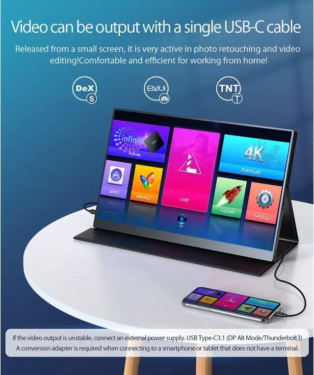 Alt view image 3 of 7 - UPERFECT Portable Monitor 2K, 16" Laptop External Monitor W/ USB-C HDMI, 500 Nits Brightness, 16:10 Ratio