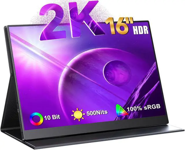 Main image of UPERFECT Portable Monitor 2K, 16" Laptop External Monitor W/ USB-C HDMI, 500 Nits Brightness, 16:10 Ratio