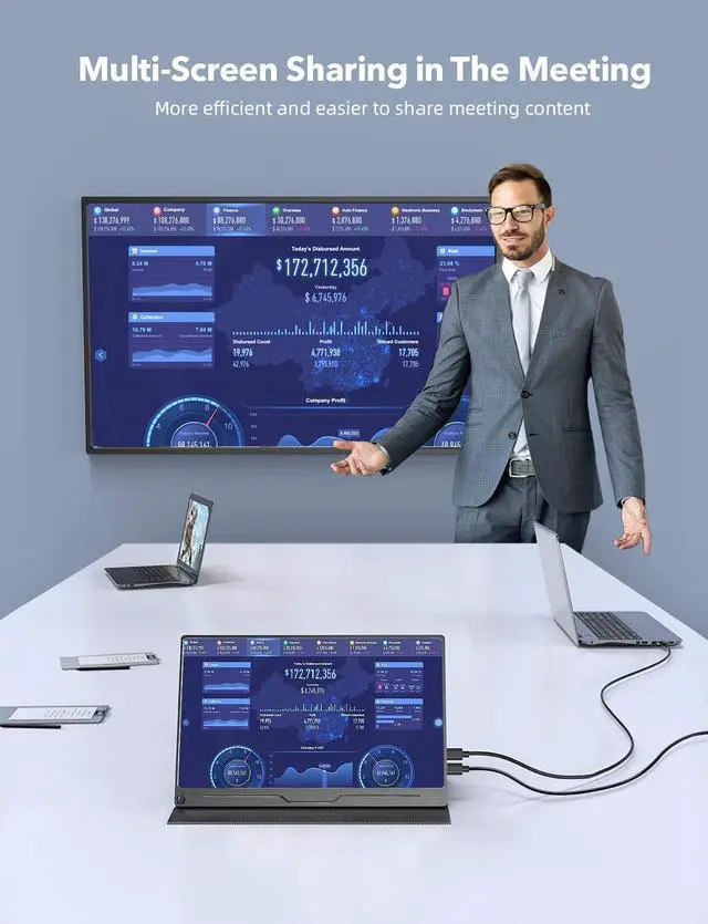 Alt view image 7 of 7 - UPERFECT Portable Monitor 15.6'' Computer Display [100% sRGB High Color Gamut] 1920×1080 USB C Monitor FHD Eye Care Gaming Screen IPS Mini HDMI Type C OTG Dual Speaker VESA, Included Smart Cover Stand