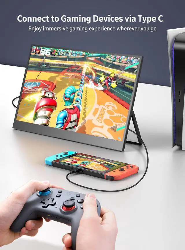 Alt view image 2 of 7 - UPERFECT 15.6" Portable Monitor 1080P FHD 100% sRGB IPS HDR Computer Display Dual USB C For Laptop PC MAC Surface Phone PS4 XBOX