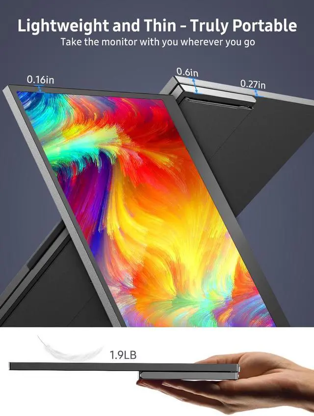 Alt view image 6 of 7 - UPERFECT 15.6" Portable Monitor 1080P FHD 100% sRGB IPS HDR Computer Display Dual USB C For Laptop PC MAC Surface Phone PS4 XBOX