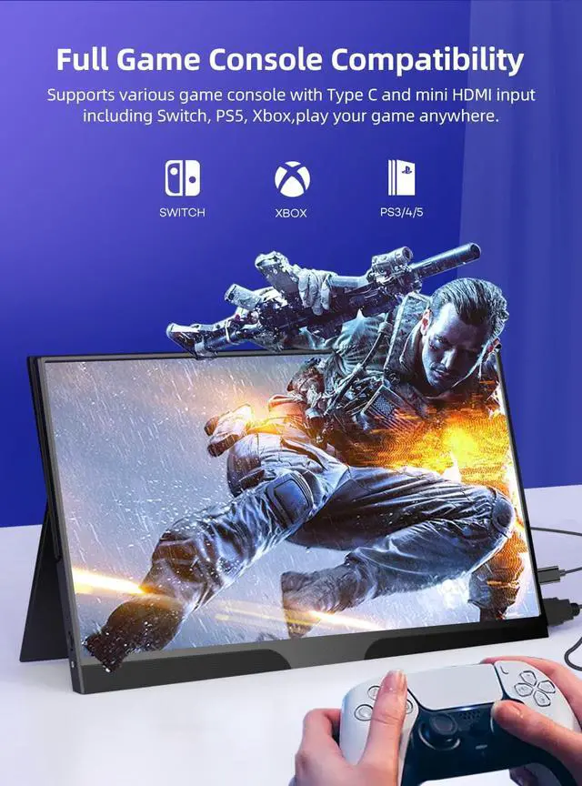Alt view image 3 of 7 - UPERFECT Portable Monitor for Laptop 15.6" FHD 1080P, Second External USB C HDMI Monitor, Travel Monitor for PS5