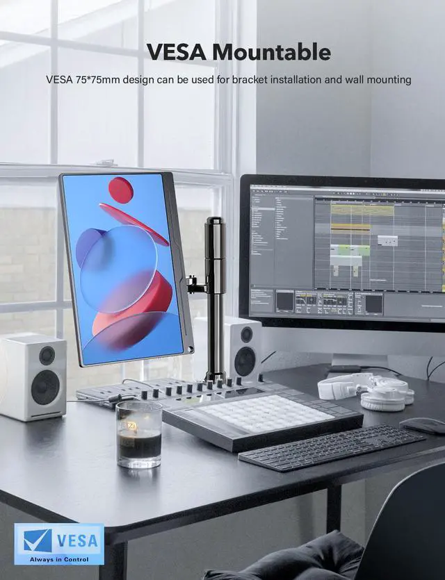 Alt view image 5 of 7 - UPERFECT Portable Monitor, 15.6" IPS HDR 1920X1080 FHD Eye Care Screen USB C Gaming Monitor, Dual Speaker Computer Display HDMI Type-C VESA for Laptop PC MAC Phone w/Smart Case