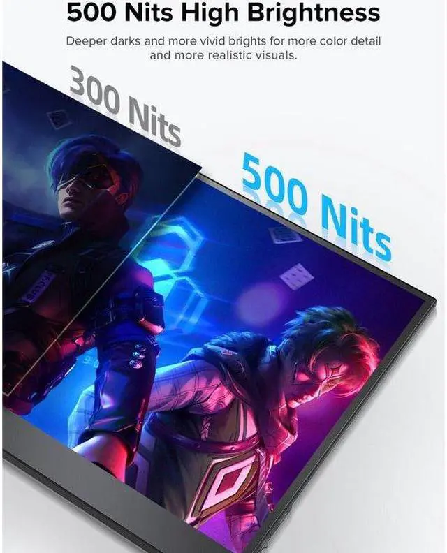 Alt view image 7 of 7 - UPERFECT Portable Gaming Monitor 144Hz 16.1" 1080P 500Nits 1200:1 FreeSync