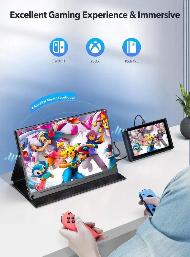 Alt view image 5 of 7 - UPERFECT 13.3 Inch Portable Monitor, 1080 FHD Ultra-thin External Monitor, IPS Screen with HDMI Type C, OTG, Eye Care Gaming Screen for PS3 PS4 Xbox Laptop Phone PC Mac