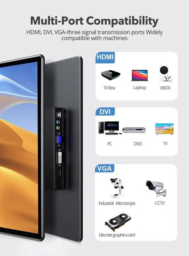 Alt view image 5 of 7 - Touchscreen Portable Monitor 15.6'' HDR 1080P IPS Raspberry Pi VESA HDMI VGA DVI
