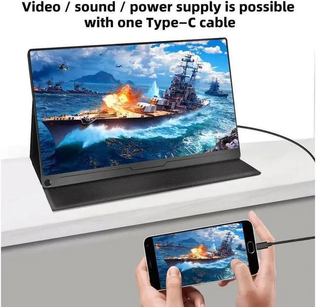 Alt view image 4 of 7 - UPERFECT 15.6 Inch USB-C Portable Monitor 1920x1080 Display For Raspberry Pi 3 4