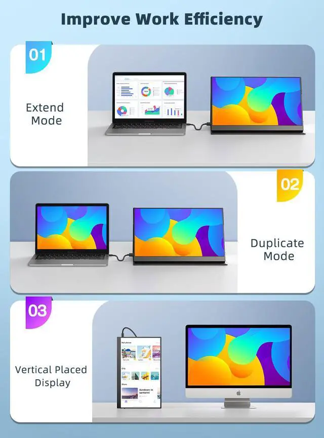 Alt view image 4 of 7 - UPERFECT Portable Monitor 15.6" Gaming Monitors For Type C FHD Screen 1080P Display