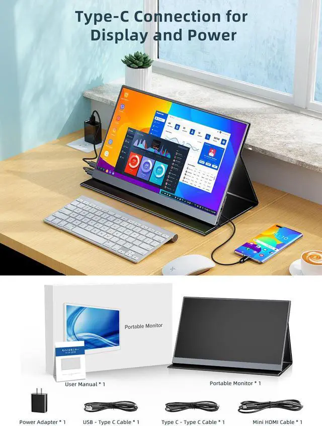 Alt view image 3 of 7 - UPERFECT Portable Monitor 15.6" Gaming Monitors For Type C FHD Screen 1080P Display