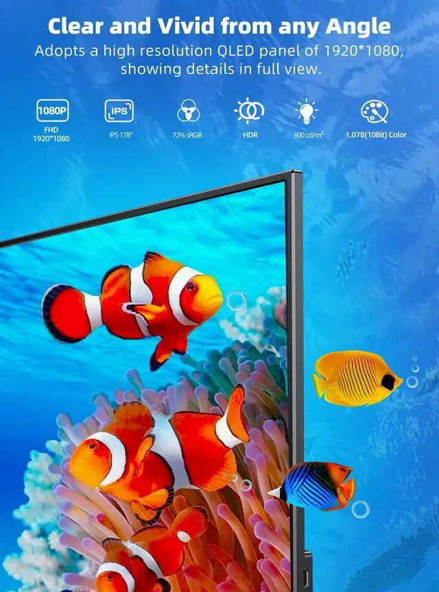 Alt view image 2 of 7 - UPERFECT Portable Monitor 15.6" Gaming Monitors For Type C FHD Screen 1080P Display