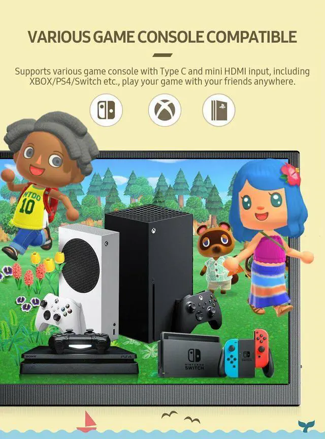 Alt view image 6 of 7 - UPERFECT 15.6"-1080P-Gaming-Monitor Full HD for Xbox Switches PS4