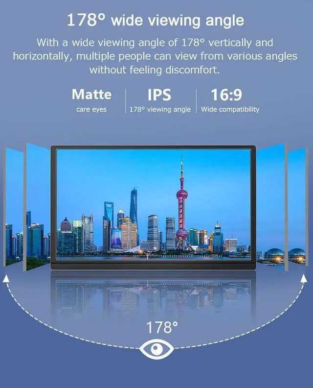 Alt view image 5 of 7 - UPERFECT Portable Monitor 15.6'' 1080P FHD Laptop Monitor USB C Gaming Monitor