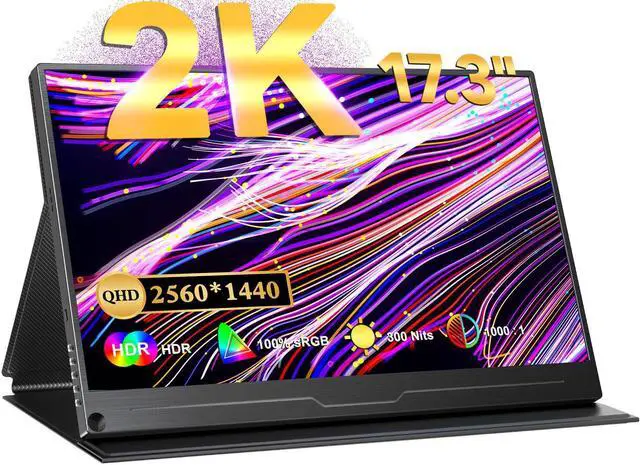 Main image of UPERFECT 17.3" 2K Monitor Built-in Speakers USB C HDMI 100% sRGB Switch Display