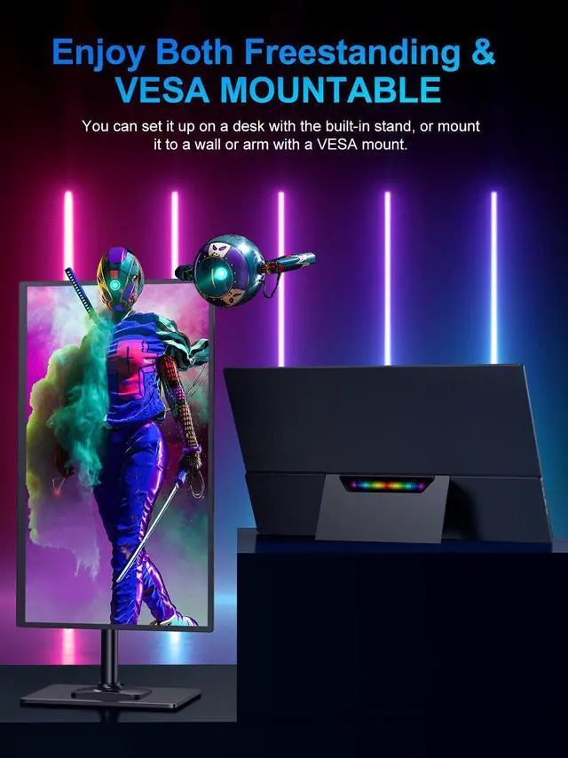 Alt view image 3 of 7 - UPERFECT 18.5" Portable Monitor 100% sRGB 1920*1080 Kickstand & VESA For Mac Pro