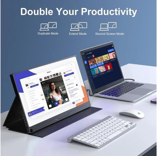 Alt view image 3 of 7 - UPERFECT 15.6" FHD 1920x1080 Portable Monitor with HDR & IPS, USB-C, HDMI, VESA Mount, Anti-Glare Screen, and 3-in-1 Stand for Gaming, Work, and Travel