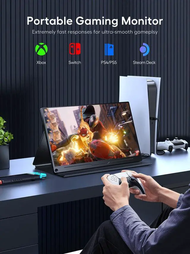 Alt view image 4 of 7 - UPERFECT 18.5" 120Hz Portable Monitor 1080P HDMI Dual USB C Computer Gaming Monitors  Freesync HDR w/VESA