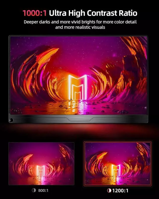 Alt view image 4 of 7 - Uperfect Portable Monitor 4K 15.6 inch, 450 cd/m² High Brightness 100% sRGB Color Gamut IPS HDR FreeSync Laptop Display, USB C HDMI Monitor W/ Speaker VESA