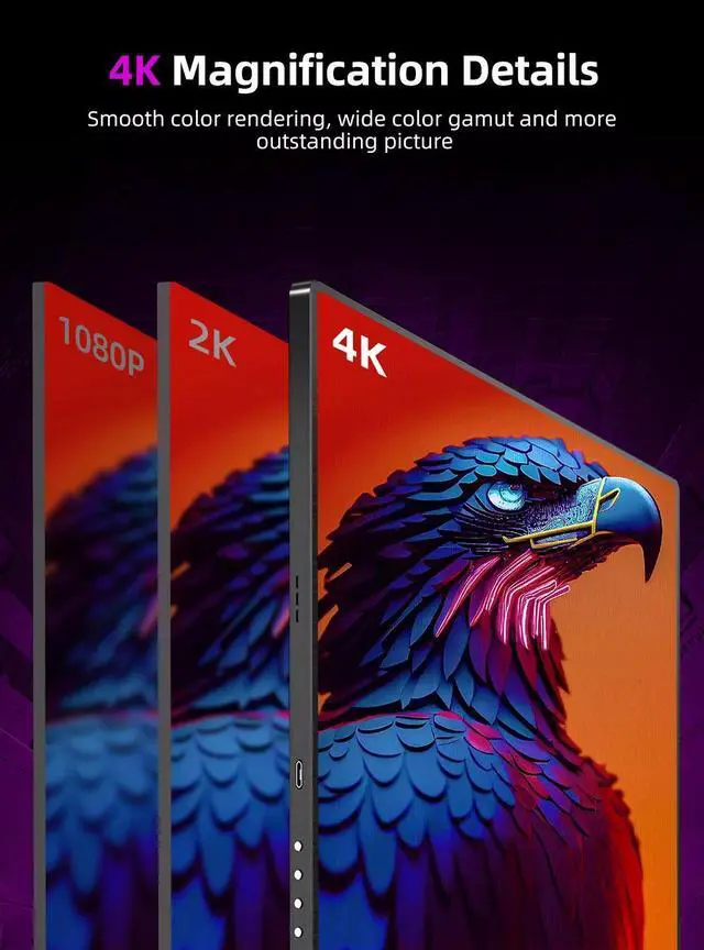 Alt view image 2 of 7 - UPERFECT 15.6" 4K HDR IPS Monitor UHD Screen Second Monitor no Frame for switch
