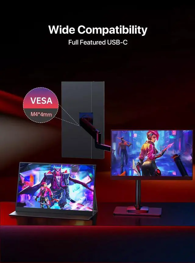 Alt view image 5 of 7 - UPERFECT Portable Monitor 17.3" 144Hz Gaming Monitor 1920*1080 Extender Laptop Screen For
PS Xbox