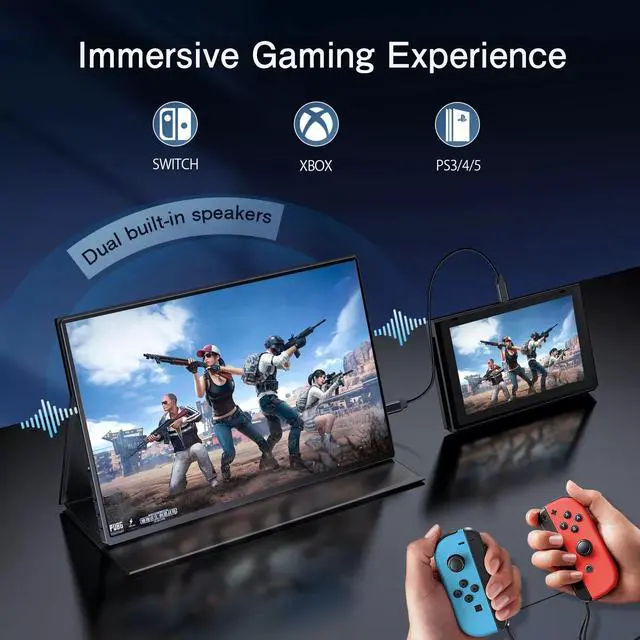 Alt view image 5 of 7 - UPERFECT 500 Nits 16" 2.5K Portable Gaming Monitor 2K 2560*1600P Portable Monitor QHD For Xbox PS 5 6 Switch Display HDMI USB C Second Display