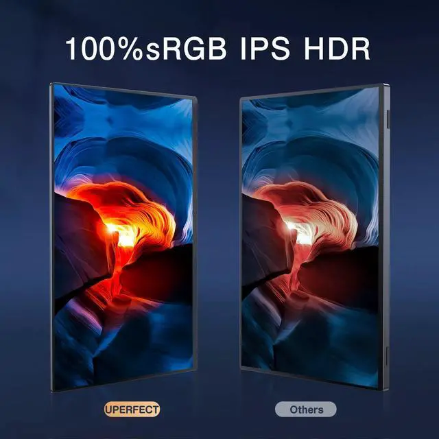 Alt view image 3 of 7 - UPERFECT 500 Nits 16" 2.5K Portable Gaming Monitor 2K 2560*1600P Portable Monitor QHD For Xbox PS 5 6 Switch Display HDMI USB C Second Display