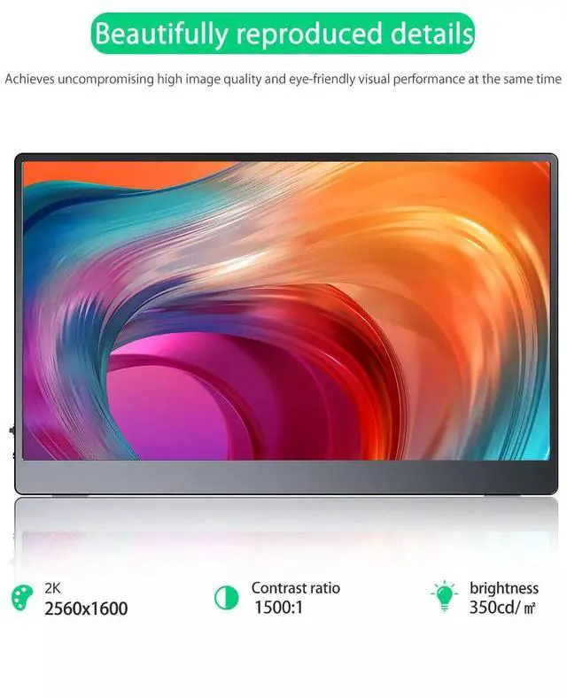 Alt view image 2 of 7 - UPERFECT Ultra Slim Portable Monitor 13.3" 2K 2560*1600 60Hz Computer Game Monitor 16:10 Ultra Wide 2*USB C