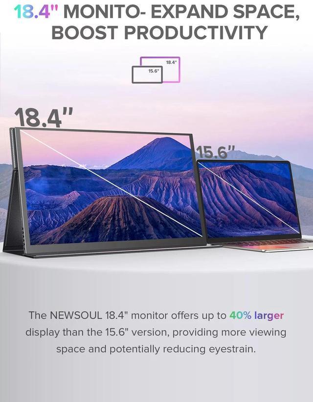 Alt view image 4 of 7 - UPERFECT 18.4" 4K 3840x2160 HDR Portable Monitor USB C Monitor Gaming Screen 100%sRGB For PS6 5 XBOX ONE PC
