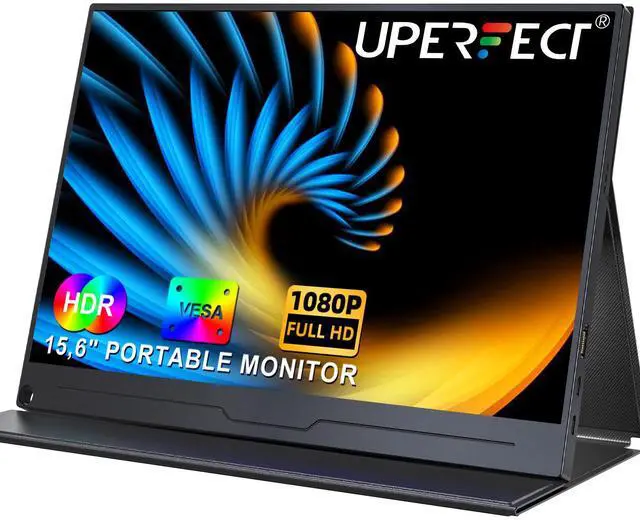 Main image of UPERFECT 15.6" FHD 1920x1080 Portable Monitor with HDR & IPS, USB-C, HDMI, VESA Mount, Anti-Glare Screen, and 3-in-1 Stand for Gaming, Work, and Travel