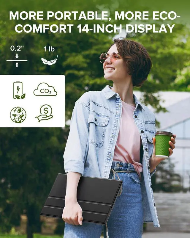 Alt view image 2 of 7 - UPERFECT 14" 2K Portable Monitor 2160*1440 HDMI USB C Display FHD 1500:1 Screen For Laptop PC and Game Xbox PS