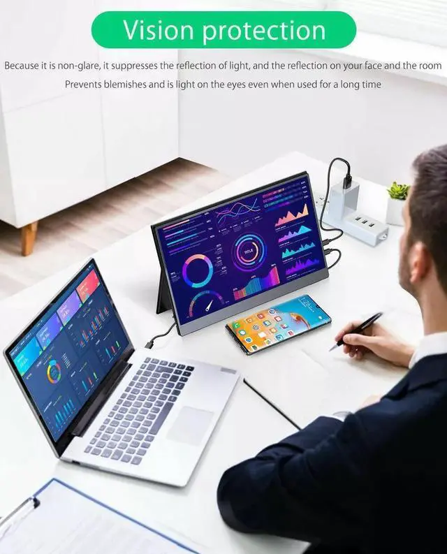 Alt view image 6 of 7 - UPERFECT Portable Monitor 13.3-Inch 2560X1600 With Dual Speakers IPS Second Laptop Screen HDMI Display