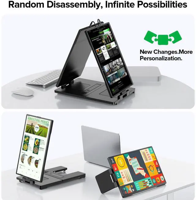 Alt view image 5 of 7 - UPERFECT 2K 14" 360° Swivel Hinge Laptop Screen Extender, QHD IPS Portable Dual Monitor for 13.3"-17.3" Laptops - Plug & Play with Mac, Win, Android