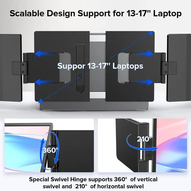 Alt view image 5 of 7 - UPERFECT 2K 14" 360° Swivel Hinge Laptop Screen Extender, 2240x1400 QHD IPS Portable Monitor for 14"-17" Laptops - Plug & Play with Mac, Win, Dex (Only one Screen)