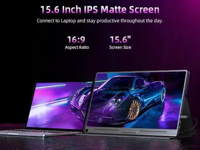 Alt view image 3 of 7 - UPERFECT 15.6" 4K UHD FreeSync Monitor with 100% AdobeRGB, 450 Nits Brightness, Dual Type-C, HDMI, VESA Mount & Smart Case