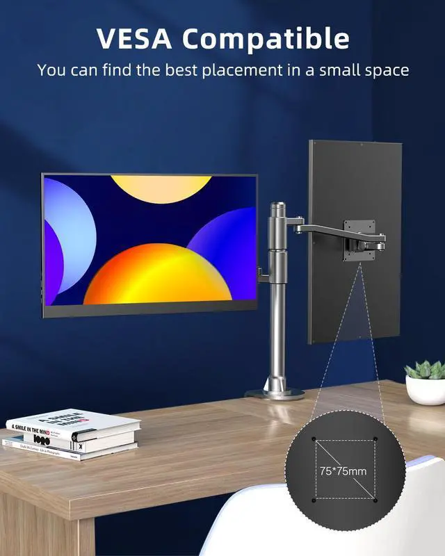 Alt view image 3 of 7 - Portable Monitor 17.3", UPERFECT 2K FHD HDR IPS Portable Laptop Screen with VESA Mini HDMI Type-C Monitor for PC Computer Phone PS4/5 Xbox Raspberry