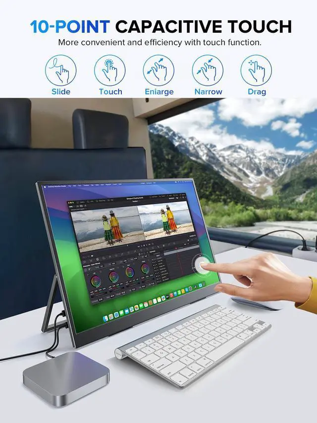 Alt view image 5 of 7 - UPERFECT 18" 2K 144Hz Portable Touchscreen Gaming Monitor - QHD 2560x1600, 100% DCI-P3, FreeSync, HDR, VESA, Slim Frameless, for PC, Laptop, Console, Phone