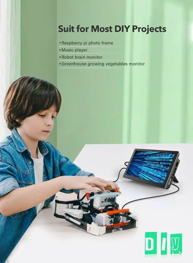 Alt view image 7 of 7 - UPERFECT 10.1" 1920x1200 Portable Touchscreen Monitor for Raspberry Pi 4B/3B+/3B with Case, Fan, Stand, VESA, Speaker, Type-C & HDMI