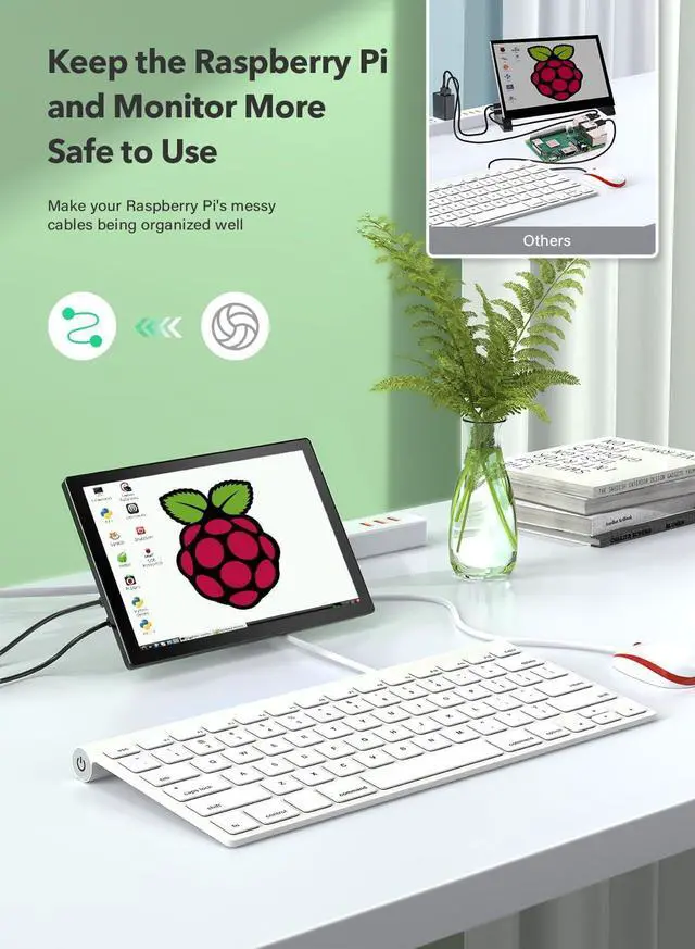 Alt view image 4 of 7 - UPERFECT 10.1" 1920x1200 Portable Touchscreen Monitor for Raspberry Pi 4B/3B+/3B with Case, Fan, Stand, VESA, Speaker, Type-C & HDMI