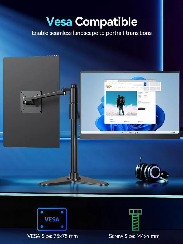 Alt view image 7 of 7 - UPERFECT OLED Portable Monitor 16", 3K 2880x1800 120Hz 0.1ms Portable Gaming Display 500 Nits Brightness| 100000:1 Contrast| 100% DCI-P3| Ultra-Slim Travel Monitor for Laptop PC Phone Game Consoles