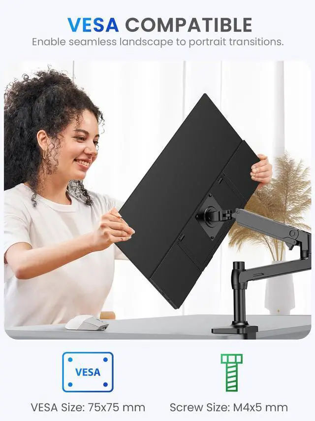 Alt view image 5 of 7 - UPERFECT 21.5 Inch 120HZ Portable Monitor w/Kickstand & VESA, Large Portable Gaming Monitor with HDMI Type C, External Dispaly for Laptops, Steamdeck, MacBook, Phones, Mini PC