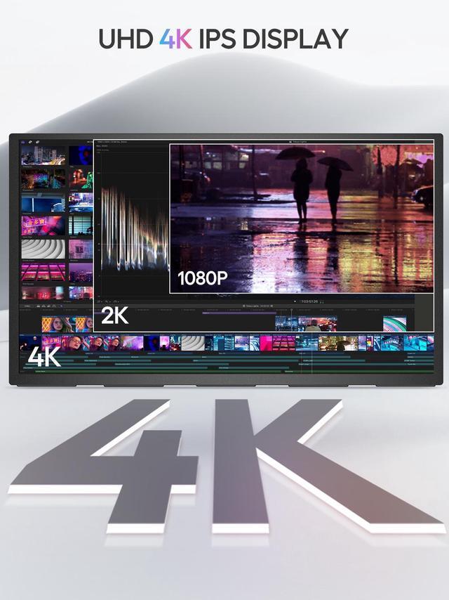 Alt view image 2 of 7 - UPERFECT Portable Monitor 18.4" 4K 60Hz 10-Bit HDR IPS Gaming Monitor with VESA, 180° Adjustable Stand, Ultra-Slim & Lightweight Frameless Design, FreeSync, Portable Travel Second Monitor for Laptops