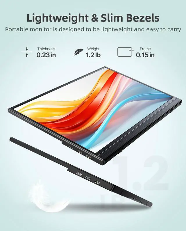Alt view image 3 of 7 - UPERFECT Portable Monitor for Laptop W/ Stand 180° Adjustable 15.6 Inch FHD 1080P IPS Eye Care Screen, Dual Speaker Travel Monitor for Laptop PC Phone PS5/4 Xbox Switch